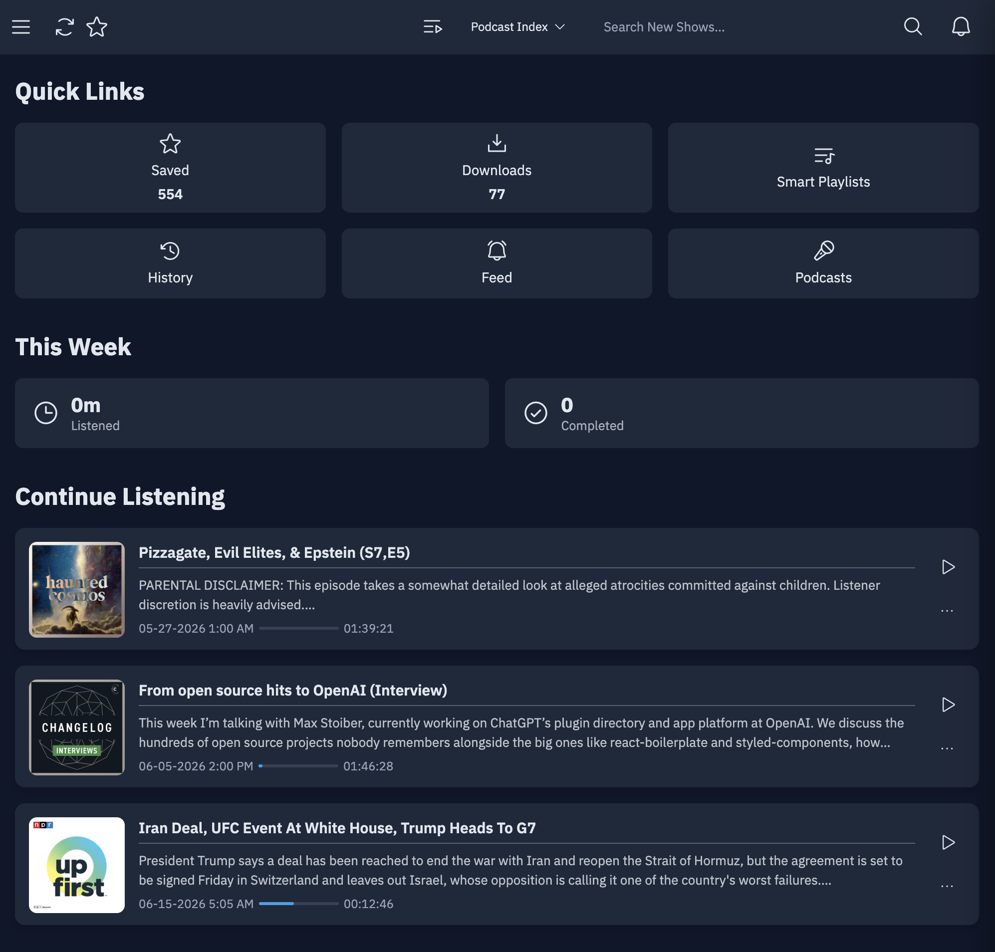 PinePods Web Interface
